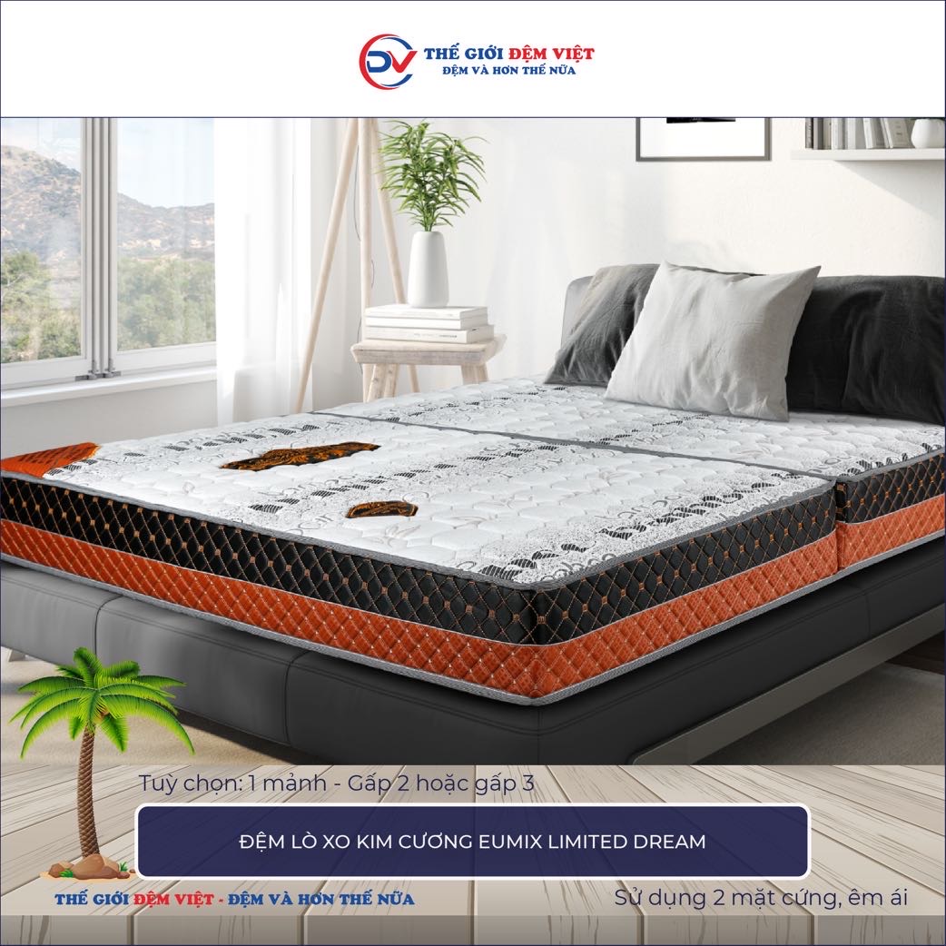 Đệm lò xo Kim Cương Eumix Limited Dream